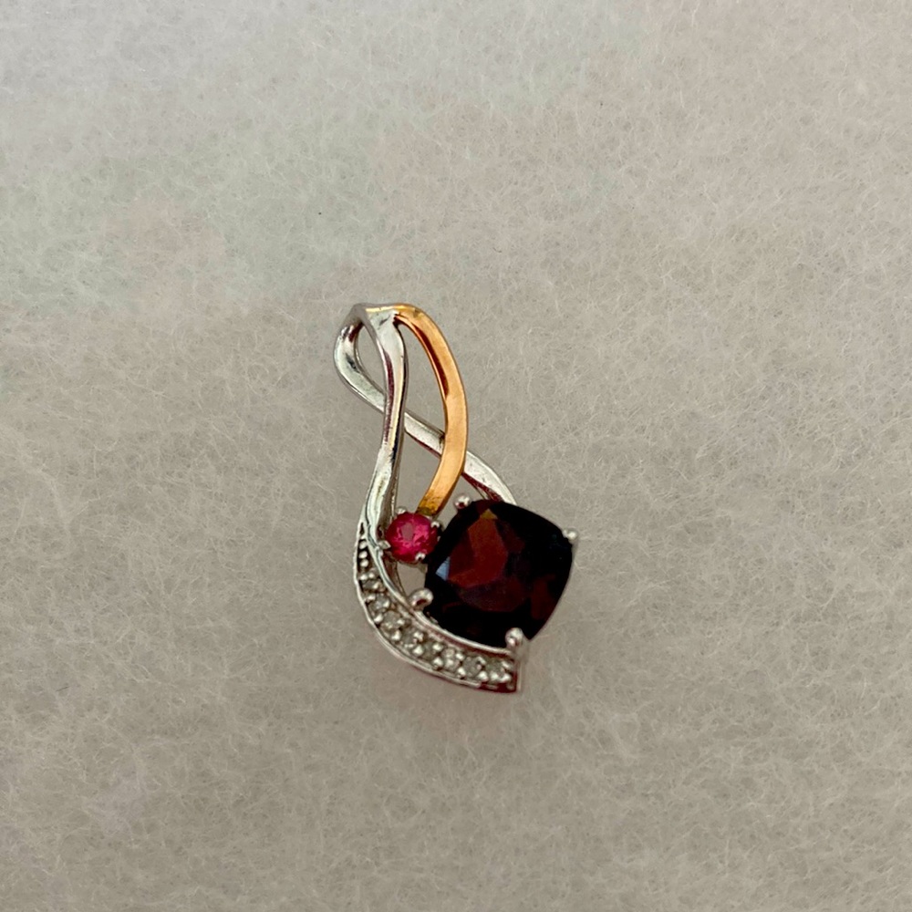 Genuine garnet (January birthstone) necklace pendant